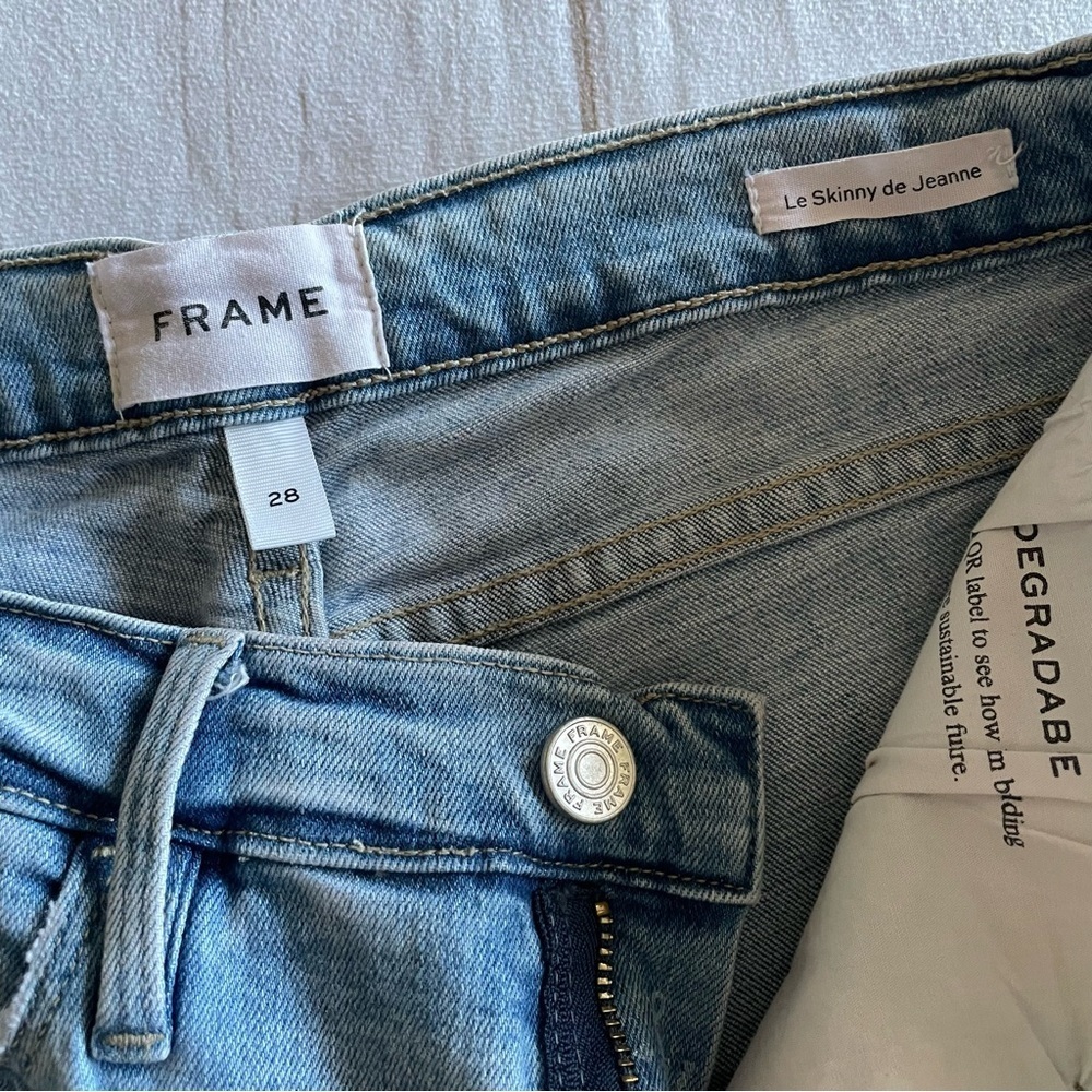 FRAME Le Skinny de Jeanne Jeans Women’s 28 Light Wash Blue Sleek Chic Organic - Picture 7 of 12